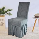 Elgeyar Jakarli Sandalye Örtüsü Etekli Yıkanabilir Esnekli Lastikli 6 Adet - 35 x 50 cm - Koyu Gri