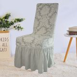 Elgeyar Jakarli Sandalye Örtüsü Etekli Yıkanabilir Esnekli Lastikli 6 Adet - 35 x 50 cm - Krem