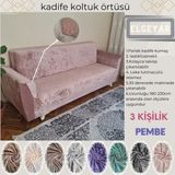 Elgeyar Kadife Koltuk, Kanepe, Çekyat Örtüsü , Koltuk Kılıfı( 3 Kişilik) - Pembe - 180 x 230 cm