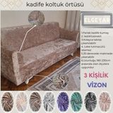 Elgeyar Kadife Koltuk, Kanepe, Çekyat Örtüsü , Koltuk Kılıfı( 3 Kişilik) - Vizon - 180 x 230 cm