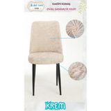 Elgeyar Kadife Oval Sandalye Kılıfı, Oval Sandalye Örtüsü 1 Adet - Krem - 38 x 55 cm