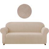 Elgeyar Likrali Koltuk, Kanepe, Çekyat Örtüsü 3 Kişilik Koltuk Örtüsü Lastikli, Pitikare Desen - 180 x 230 cm - Vizon