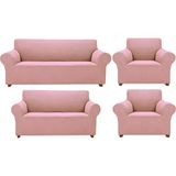 Elgeyar Likrali Koltuk, Kanepe, Çekyat Örtüsü Lastikli, Pitikare Desen3+2+1+1 - 110 x 180 cm - Açık Pembe
