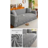 ELHAS Bürümcük 3 Kişilik Koltuk Örtüsü. Etekli Koltuk Kılıfı. Çekyat Kanepe Örtüsü. (1 Adet) - 190 x 230 cm - Gri