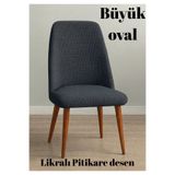 ELHAS Mutfak Sandalye Kılıfı Büyük Oval Likralı Yıkanabilir, Streç,Lastikli Bambu Sandalye Örtüsü 1 Adet