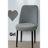 ELHAS Tuğla Desen Oval Sandalye Kılıfı Likralı Esnek Yıkanabilir Lastikli Sandalye Örtüsü( 1 Adet ) - 45 x 55 cm - Gri