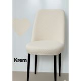 ELHAS Tuğla Desen Oval Sandalye Kılıfı Likralı Esnek Yıkanabilir Lastikli Sandalye Örtüsü( 1 Adet ) - 45 x 55 cm - Krem