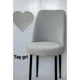ELHAS Tuğla Desen Oval Sandalye Kılıfı Likralı Esnek Yıkanabilir Lastikli Sandalye Örtüsü( 1 Adet ) - 45 x 55 cm - Taş - Gri