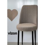 ELHAS Tuğla Desen Oval Sandalye Kılıfı Likralı Esnek Yıkanabilir Lastikli Sandalye Örtüsü( 1 Adet ) - 45 x 55 cm - Vizon