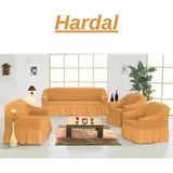 Elhoş 3+3+1+1 Bürümcük Koltuk Takımı Örtüsü. Etekli Streç Esnek Lastikli Çekyat Kanepe Kılıfı - 180 x 230 cm - Hardal