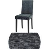 Elhoş 6 Adet Dokuma Jakar, Eteksiz, Sandalye Kılıfı. Yıkanabilir, Esnek, Lastikli Sandalye Örtüsü. - 45 x 45 x 60 cm - Antrasit