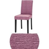 Elhoş 6 Adet Dokuma Jakar, Eteksiz, Sandalye Kılıfı. Yıkanabilir, Esnek, Lastikli Sandalye Örtüsü. - 45 x 45 x 60 cm - Pudra