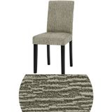 Elhoş 6 Adet Dokuma Jakar, Eteksiz, Sandalye Kılıfı. Yıkanabilir, Esnek, Lastikli Sandalye Örtüsü. - 45 x 45 x 60 cm - Vizon