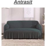 Elhoş Bürümcük 3 Kişilik Koltuk Örtüsü. Etekli Streç Esnek Lastikli Çekyat Kanepe Kılıfı - 180 x 230 cm - Antrasit