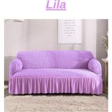 Elhoş Bürümcük 3 Kişilik Koltuk Örtüsü. Etekli Streç Esnek Lastikli Çekyat Kanepe Kılıfı - 180 x 230 cm - Lila
