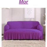 Elhoş Bürümcük 3 Kişilik Koltuk Örtüsü. Etekli Streç Esnek Lastikli Çekyat Kanepe Kılıfı - 180 x 230 cm - Mor