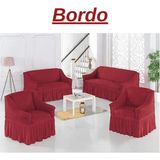 Elhoş Bürümcük 3+2+1+1 Etekli Koltuk Takımı Örtüsü. Lastikli, Esnek, Yıkanabilir, Kanepe, Çekyat Kılıfı - Bordo - ABS1
