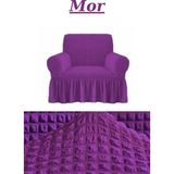 Elhoş Bürümcük Tek Kişilik Koltuk Örtüsü. Etekli Streç Esnek Lastikli Berjer Kılıfı - 80 x 120 cm - Mor