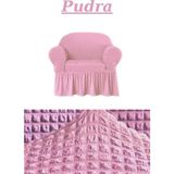Elhoş Bürümcük Tek Kişilik Koltuk Örtüsü. Etekli Streç Esnek Lastikli Berjer Kılıfı - 80 x 120 cm - Pudra