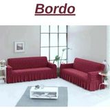 Elhoş Jakarlı 3+3 Koltuk Takımı Örtüsü. Lastikli, Esnek, Yıkanabilir Koltuk, Kanepe, Çekyat Kılıfı. MEOI292. - 180 x 230 cm - Bordo