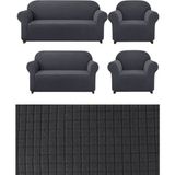 Elhoş Likrali 3+2+1+1 Lastikli Koltuk Takımı Kılıfı. Çekyat Koltuk Örtüsü Streç Esnek Kanepe Kılıfı UERE539. - 180 x 230 cm - Antrasit