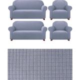 Elhoş Likrali 3+3+1+1 Lastikli Koltuk Takımı Kılıfı. Çekyat Koltuk Örtüsü Streç Esnek Kanepe Kılıfı - 180 x 230 cm - Gri