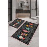 Eliana Home Dijital Baskı 2'li Banyo Paspas Takımı RVG5-SM202 100X60+60X50 cm - Siyah
