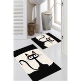 Eliana Home Dijital Baskı 2'li Banyo Paspas Takımı RVG5293 100X60+60X50 cm - Siyah