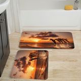 Eliana Home Dijital Baskı Modern Banyo Halısı Ikili Banyo Paspası LNA5042 100X60+60X50 cm - Kahverengi