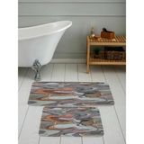 Eliana Home Dijital Baskı Modern Banyo Halısı Ikili Banyo Paspası LNA5086 100X60+60X50 cm - Kahverengi