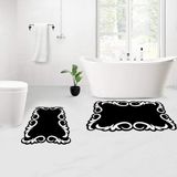 Eliana Home Dijital Baskı Modern Banyo Halısı Ikili Banyo Paspası LNA5115 100X60+60X50 cm - Siyah