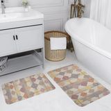 Eliana Home Dijital Baskı Modern Banyo Halısı Ikili Banyo Paspası LNA5118 100X60+60X50 cm - Kahverengi