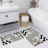 Eliana Home Dijital Baskı Modern Banyo Halısı Ikili Banyo Paspası LNA5144 100X60+60X50 cm - Siyah