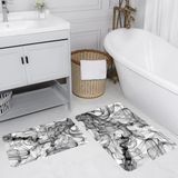 Eliana Home Dijital Baskı Modern Banyo Halısı Ikili Banyo Paspası LNA5151 100X60+60X50 cm - Siyah