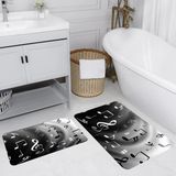 Eliana Home Dijital Baskı Modern Banyo Halısı Ikili Banyo Paspası LNA5152 100X60+60X50 cm - Siyah
