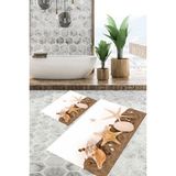 Eliana Home Dijital Baskı Modern Banyo Halısı Ikili Banyo Paspası LNA5309 100X60+60X50 cm - Kahverengi