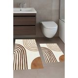 Eliana Home Dijital Baskı Modern Banyo Halısı Ikili Banyo Paspası LNA5315 100X60+60X50 cm - Kahverengi