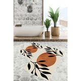 Eliana Home Dijital Baskı Modern Banyo Halısı Ikili Banyo Paspası LNA5318 100X60+60X50 cm - Kahverengi