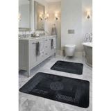 Eliana Home Premium, Deri Taban, Tavşan Tüyü Hissi,yumuşacık Post Banyo Paspası 2'li 100X60 - 60X50 cm - Siyah