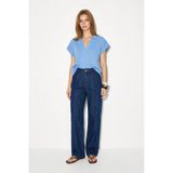 Eliana Polo Yaka Lyocell Bluz-Mavi MAVİ