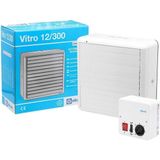 Elicent Vitro 12/300, Duvar ve Pencere Tipi Havalandırma Fanı, 1400/800 M3-H + Hız Anahtarlı Kontrol Paneli - Tek Ebat - Beyaz
