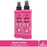 Elidor 2x200 ml Superblend Güçlü ve Parlak E Vitamini Makademya Yağı Kolajen Sıvı Saç Bakım Kremi
