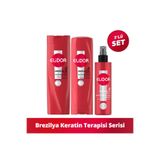 Elidor Brezilya Keratin Terapisi Saç Bakım Serisi 3'lü Set, Şampuan, Saç Bakım Kremi, Darım Sütü