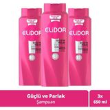 Elidor Güçlü ve Parlak Saç Bakım Şampuanı 650 ml X3 Kolajen İçeren Derinlemesine Temizlik