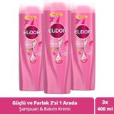 Elidor Superblend 2'si 1 Arada Güçlü ve Parlak 3x400 ml Şampuan ve Saç Bakım Kremi