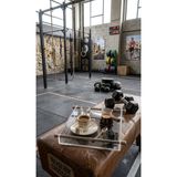 Elif Aksesuar Pleksi Gümüş Metal Klulplu Kahve Tepsisi ve Sunum Tepsisi 25X21CM - Şeffaf - Gümüş