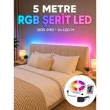 Elif Asya Ceyiz Tekstil 2835 Rgb Şerit LED 5 Metre 54 Led/m Uzaktan Kumandalı Renkli Dekorasyon Işığı