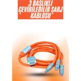 Elif Asya Ceyiz Tekstil Çoklu Şarj Kablosu USB Type-C Ios Uyumlu 120W Hızlı Şarj Kablosu
