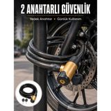 Elif Asya Ceyiz Tekstil Motosiklet, Bisiklet ve Elektrikli Scooter Için Ağır Hizmet Tipi Çelik Halat Kilidi