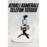 Elif Asya Ceyiz Tekstil Telefon Tutucu LED Işıklı Kumandalı Mikrofon Telefon Vlog Video Kayıt